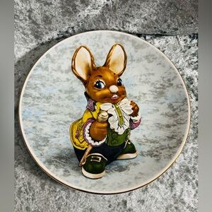 Father rabbit bunny plate pen delfin